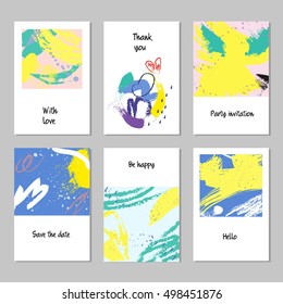 Set of universal cards and invitations, abstract modern style. Design for poster, card, invitation, placard, brochure, flyer. 