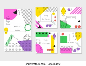 Set of universal cards and invitations, abstract modern style. Design for poster, card, invitation, placard, brochure, flyer. 
