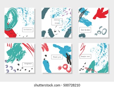 Set of universal cards and invitations, abstract modern style. Design for poster, card, invitation, placard, brochure, flyer. 