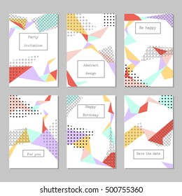 Set of universal cards and invitations, abstract modern style. Design for poster, card, invitation, placard, brochure, flyer. 