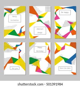 Set of universal cards and invitations, abstract modern style. Design for poster, card, invitation, placard, brochure, flyer. 