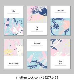 Set of universal cards and invitations, abstract modern style. Design for poster, card, invitation, placard, brochure, flyer.