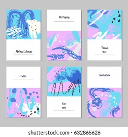Set of universal cards and invitations, abstract modern style. Design for poster, card, invitation, placard, brochure, flyer.