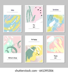 Set of universal cards and invitations, abstract modern style.