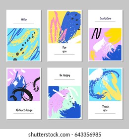 Set of universal cards and invitations, abstract modern style. 