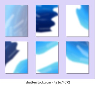 Set of  Universal Cards. Scribble. Vector, illustration. Background for placards, posters, cover, invitations, brochures, banner.  Creative Templates.  Corporate design. Blue