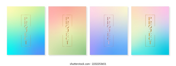 Set of universal cover templates with colorful gradient backgrounds in a modern style. For brochures, booklets, catalogues, posters, branding, social media and other projects. For web and print. 