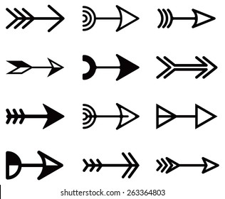 Set of universal decorative arrows. Vector illustration