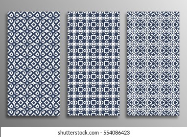 Set universal different vector seamless patterns (tiling). Endless texture can be used for wallpaper, pattern fills, web page background, surface textures. Modern design ornament