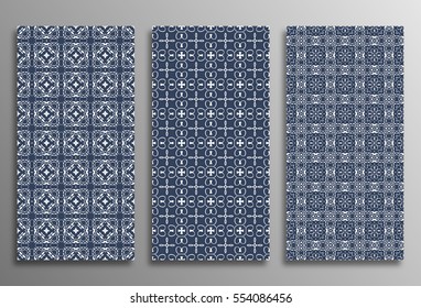 Set universal different vector seamless patterns (tiling). Endless texture can be used for wallpaper, pattern fills, web page background, surface textures. Modern design ornament