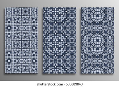 Set universal different vector seamless patterns (tiling). Endless texture can be used for wallpaper, pattern fills, web page background, surface textures. Modern design ornament