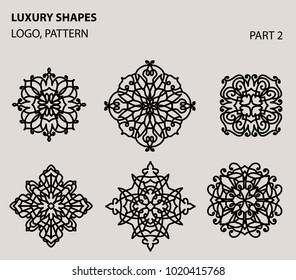 Set of universal floral minimal geometric logo. Vintage luxury style for your business