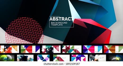 Conjunto de plantillas geométricas universales para portadas, banners, volantes, medios sociales