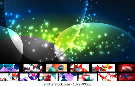 Set of universal geometric templates for covers, banners, flyers, social media