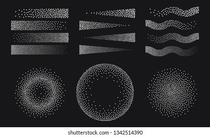 Set Universal Halftone Geometric Shapes For Design Black And White Color