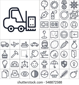Set of Universal Icons. Contains such Icons as Pen, Baby Toys, Vehicles, Tools, Cosmonaut, Sports, Fruits, Vegetables and more. Editable Vector. Pixel Perfect.
