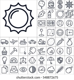 Set of Universal Icons. Contains such Icons as Pen, Baby Toys, Vehicles, Tools, Cosmonaut, Sports, Fruits, Vegetables and more. Editable Vector. Pixel Perfect.
