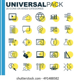 Set Of Universal Icons On Award, Link Building, Website Optimization And More. Premium Quality EPS10 Vector Illustration For Web, Mobile And Infographic Design.