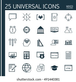 Set Of Universal Icons On Calculator, Cash Flow, Investment And More