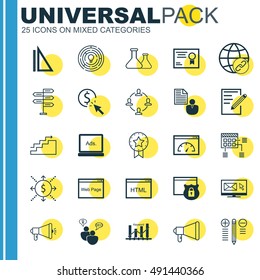 Set Of Universal Icons On Charts, Viral Marketing, Planning And More. Premium Quality EPS10 Vector Illustration For Web, Mobile And Infographic Design.