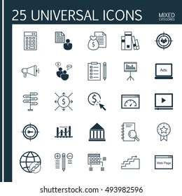Set Of Universal Icons On Decision Making, Task List, Audience Targeting And More. Premium Quality EPS10 Vector Illustration For Web, Mobile And Infographic Design.
