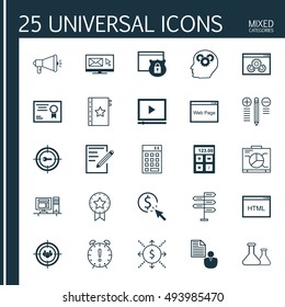 Set Of Universal Icons On Decision Making, Diploma, Quality Management And More. Premium Quality EPS10 Vector Illustration For Web, Mobile And Infographic Design.