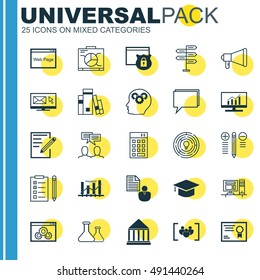 Set Of Universal Icons On Diploma, Hat, Graph And More. Premium Quality EPS10 Vector Illustration For Web, Mobile And Infographic Design.