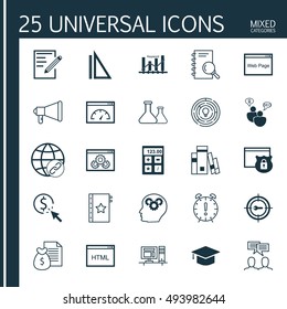 Set Of Universal Icons On Link Building, Website Optimization, Workspace And More. Premium Quality EPS10 Vector Illustration For Web, Mobile And Infographic Design.