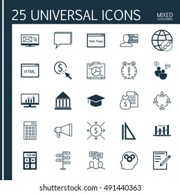 Set Of Universal Icons On Money Revenue, Calculator, Decision Making And More. Premium Quality EPS10 Vector Illustration For Web, Mobile And Infographic Design.