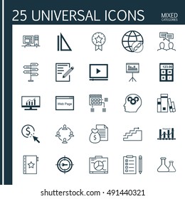 Set Of Universal Icons On Pay Per Click, Workspace, Keyword Ranking And More. Premium Quality EPS10 Vector Illustration For Web, Mobile And Infographic Design.