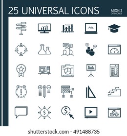 Set Of Universal Icons On Pay Per Click, SEO Consulting, Charts And More. Premium Quality EPS10 Vector Illustration For Web, Mobile And Infographic Design.
