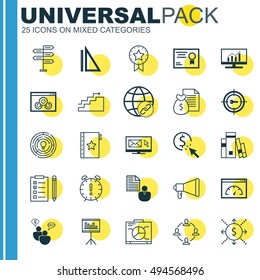 Set Of Universal Icons On Pay Per Click, Target Keywords, Email Marketing And More. Premium Quality EPS10 Vector Illustration For Web, Mobile And Infographic Design.
