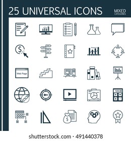 Set Of Universal Icons On Quality Management, Statistics, Book And More. Premium Quality EPS10 Vector Illustration For Web, Mobile And Infographic Design.