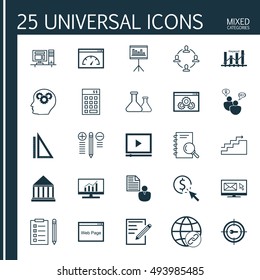 Set Of Universal Icons On Research, Website Optimization, Teamwork And More. Premium Quality EPS10 Vector Illustration For Web, Mobile And Infographic Design.