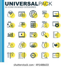 Set Of Universal Icons On Statistics, Quality Management, Creativity And More. Premium Quality EPS10 Vector Illustration For Web, Mobile And Infographic Design.