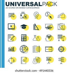 Set Of Universal Icons On Task List, Link Building, Statistics And More. Premium Quality EPS10 Vector Illustration For Web, Mobile And Infographic Design.