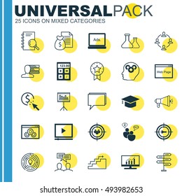 Set Of Universal Icons On Team Meeting, Video Advertising, Web Page And More. Premium Quality EPS10 Vector Illustration For Web, Mobile And Infographic Design.