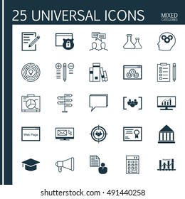 Set Of Universal Icons On Web Page, Keyword Ranking, Focus Group And More. Premium Quality EPS10 Vector Illustration For Web, Mobile And Infographic Design.