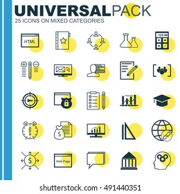 Set Of Universal Icons On Website Protection, Creativity, Task List And More. Premium Quality EPS10 Vector Illustration For Web, Mobile And Infographic Design.