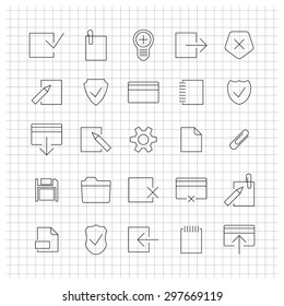 A set of universal icons for the web of thin lines, vector illustration