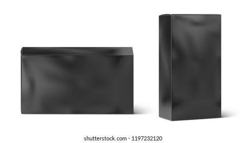 Set of universal mock up black box isolated on white background. Vector illustration. EPS10.