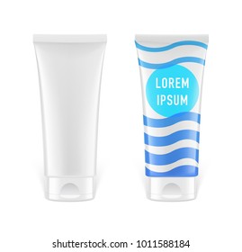 Set of universal mockup of creme tubes. Vector illustration on white background, ready and simple to use for your design.