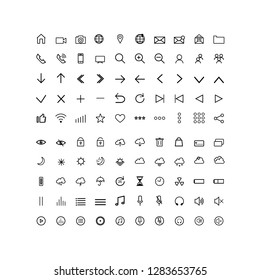 set universal modern  icons for web and mobile, thin line