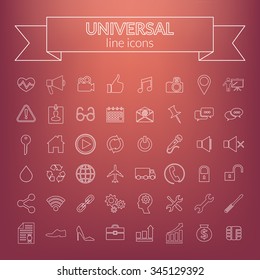Set of universal modern thin line icons. Multipurpose icons.