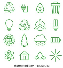 Set of universal modern thin line Ecology icons for web and mobile