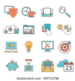 Set of universal modern thin line icons for web and mobile