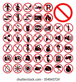 Set of universal prohibition symbols.