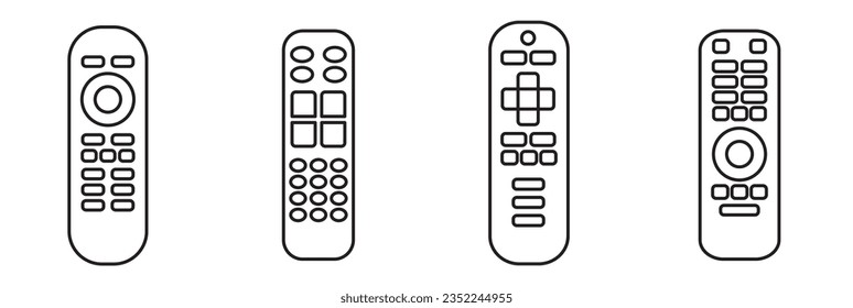 Set of universal remote icon. Thin linear remote outline icon isolated on white background from smart house. Line vector sign, symbol for web and mobile