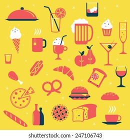 Set of Universal Standard  Flat Isolated Restaurant Icons. Restaurant Icons. Vector illustration