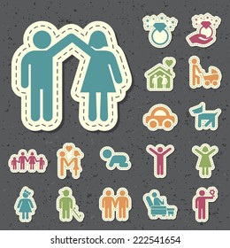 Set of Universal Standard New Color Family Icons Paper Cut Style on Black Background 3.